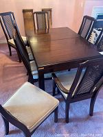 Overall view of dining table and chairs