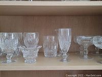 Shelf view with all crystal pieces