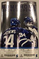 Photo of two ticket stubs for the Leafs vs Canadiens game, showing player Auston Matthews wearing number 34 on the back of his jersey.