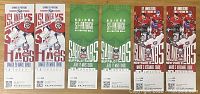 Photo showing six unique Montreal Canadiens 2019 season tickets arranged in pairs by game: Islanders, Sabres, Devils, all in excellent condition.