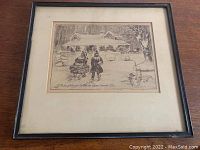 Framed etching showing the full artwork and frame