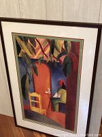 Full view of framed and matted Turkisches Cafe print by August Macke, showing vibrant palette and composition.