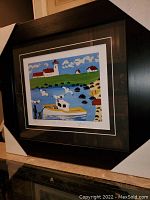 Full front view of framed and matted print with protective corner covers