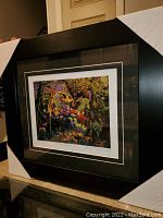 Overall photo of professionally framed and matted fine art print titled "Tangled Garden".