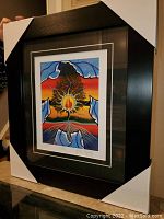 Photo showing the complete professionally framed and matted artwork titled "Turtle" by Peter Bighetty with protective corners on frame.
