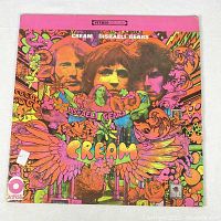 Front cover of Cream Disraeli Gears vinyl album showing psychedelic artwork and band portraits