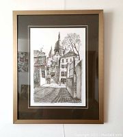 Framed drawing showing overall artwork and framing.