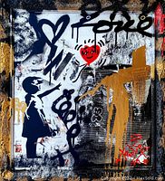 Frontal view of framed painting showing full composition