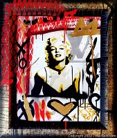 Full front view of the framed painting against dark backdrop