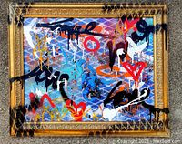 Front view of entire framed painting showing composition and colors