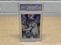 Front view of the Dan Marino football card in protective case showing the graded Mint 9 label.