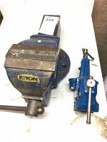 Photo of two Eron vise grips side by side, larger 4.5" and smaller 2", both blue with signs of wear and rust.