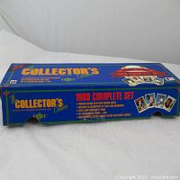 Blue box of 1989 Collector's Choice baseball card set showing label and branding.