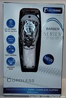 Photo of the Bestbomg Professional Barber Series cordless clipper box showing product details and branding.