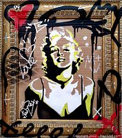 Cropped front detail showing Marilyn stencil and signature in bottom left.