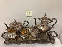 Full view of all five pieces displayed on tray