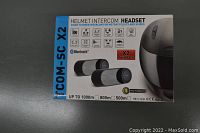 Box of FreedConn TCOM-SC X2 helmet intercom headset twin pack showing product image and features
