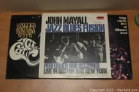 Three vinyl album covers shown side-by-side: Walter Shakey Norton with Canned Heat, John Mayall Jazz Blues Fusion, King Curtis live at Fillmore West.