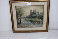 Full view of framed watercolor painting