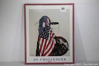 Full framed poster print of Native American figure with American flag and shield.