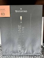 Original Waterford box labeled Champagne Classic Flute in black with gold text.