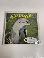 Front view of the Flipper View-Master photo reel packaging, showing the dolphin image and title Flipper.