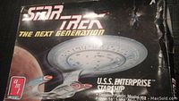 Box front showing Star Trek: The Next Generation U.S.S. Enterprise Starship model kit artwork and branding.