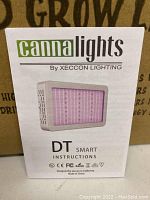Instruction manual for CannaLights DT Smart LED Grow Light by Xeccon Lighting, displaying product name and certification logos.