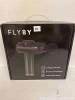 Front view of box for FLYBY deep massage instrument showing product image and key features.
