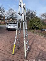 Full view of ladder in A-frame configuration