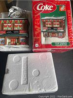 Coca-Cola Publix Food Store Christmas Village collectible building with original red box and styrofoam packaging