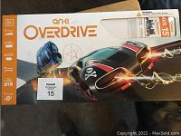 Boxed Anki Overdrive racing set showing the front packaging with racing car artwork and branding.