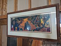 Full view of large framed Justin Bua print showing entire artwork and frame.