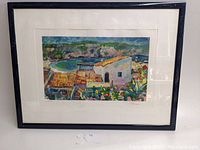 Full view of the framed lithographic print depicting an Italian coastal scene titled 'Il Golfo Del Sole'.