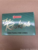 Front side of factory sealed 1989 Donruss The Rookies set box showing title and year.