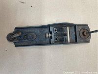 Top view of the Stanley #3 hand plane showing metal body and adjustment mechanisms.