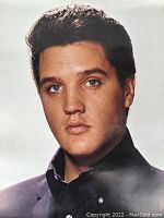Close-up of Elvis Presley's face from the poster showing detailed photographic print.