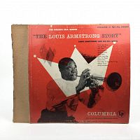 Front cover of The Louis Armstrong Story Volume II LP with image of Louis Armstrong playing trumpet and album details.