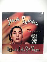 Front cover of Yma Sumac vinyl LP 'Legend of the Sun Virgin' featuring portrait and album title.