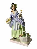 Front and left side view of Royal Doulton Spring Flowers figurine showing detailed colors and facial features