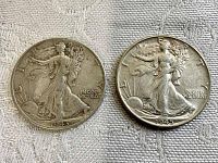 Obverse side showing Lady Liberty walking with 1943 and 1945 dates.