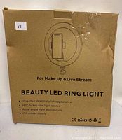 Box of Beauty LED Ring Light with product details and features printed on it