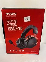 Box of MPOW Air wireless gaming headset showing product image and branding