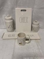 Full set including lidded containers, cheese board, divided platter, and bunny mug.