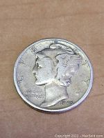 One 1945 Mercury Head dime coin showing obverse side with Liberty profile.