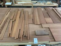 Overview of sheets and strips arranged flat on a table