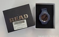 Digital multifunctional watch with blue rubber strap and original READ branded box