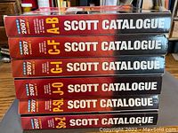 Stack of five Scott Catalogues 2007 editions for letter sections A-B, C-F, G-I, J-O, P-SJ.