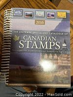 Front cover of the 2016 edition of the Unitrade Specialized Catalogue of Canadian Stamps, showing title, year, and stamp images.