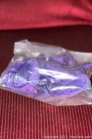 Ty Beanie Baby Princess purple plush bear, sealed in original plastic wrapping showing fabric texture and bear's silhouette.